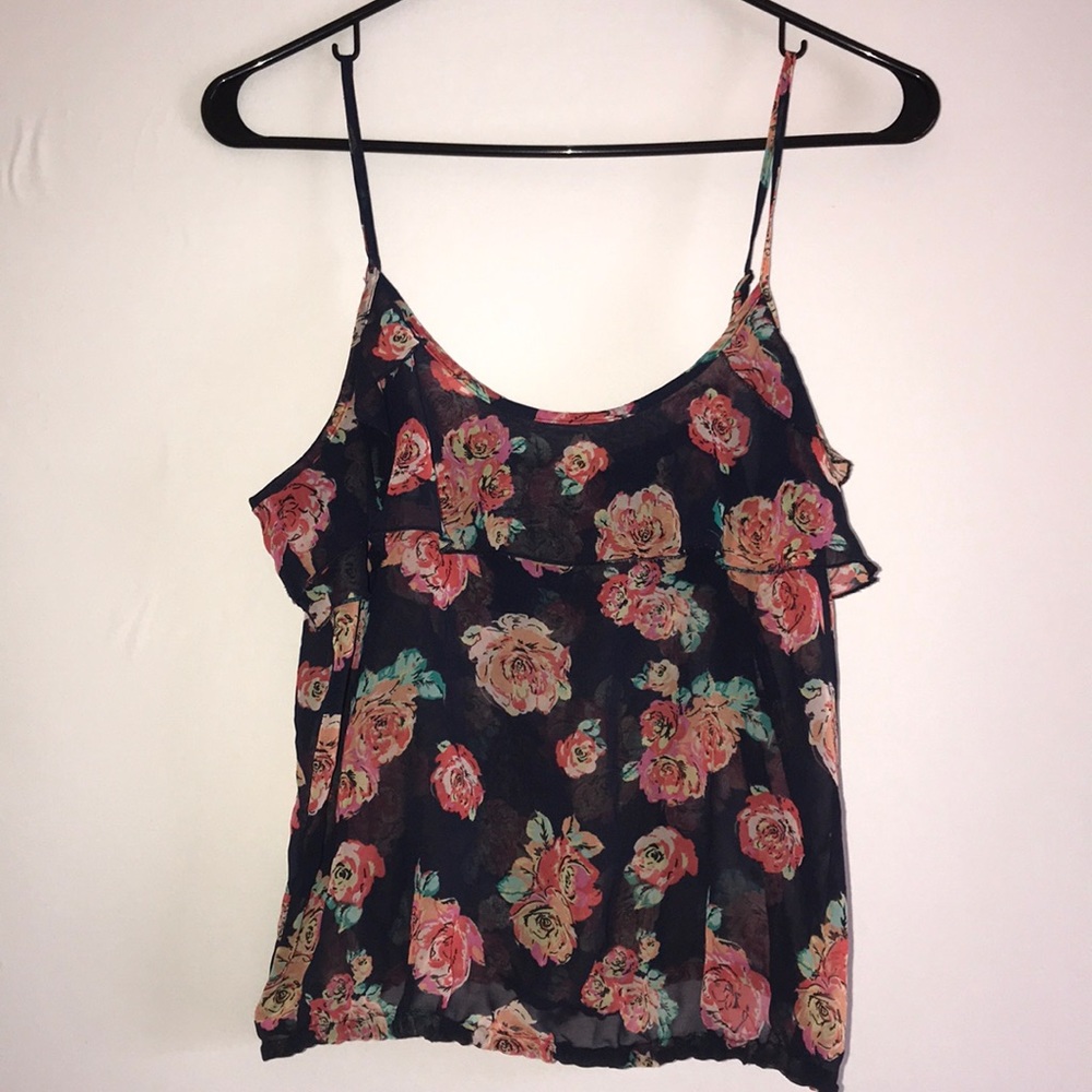 Sheer Navy and Floral crop top